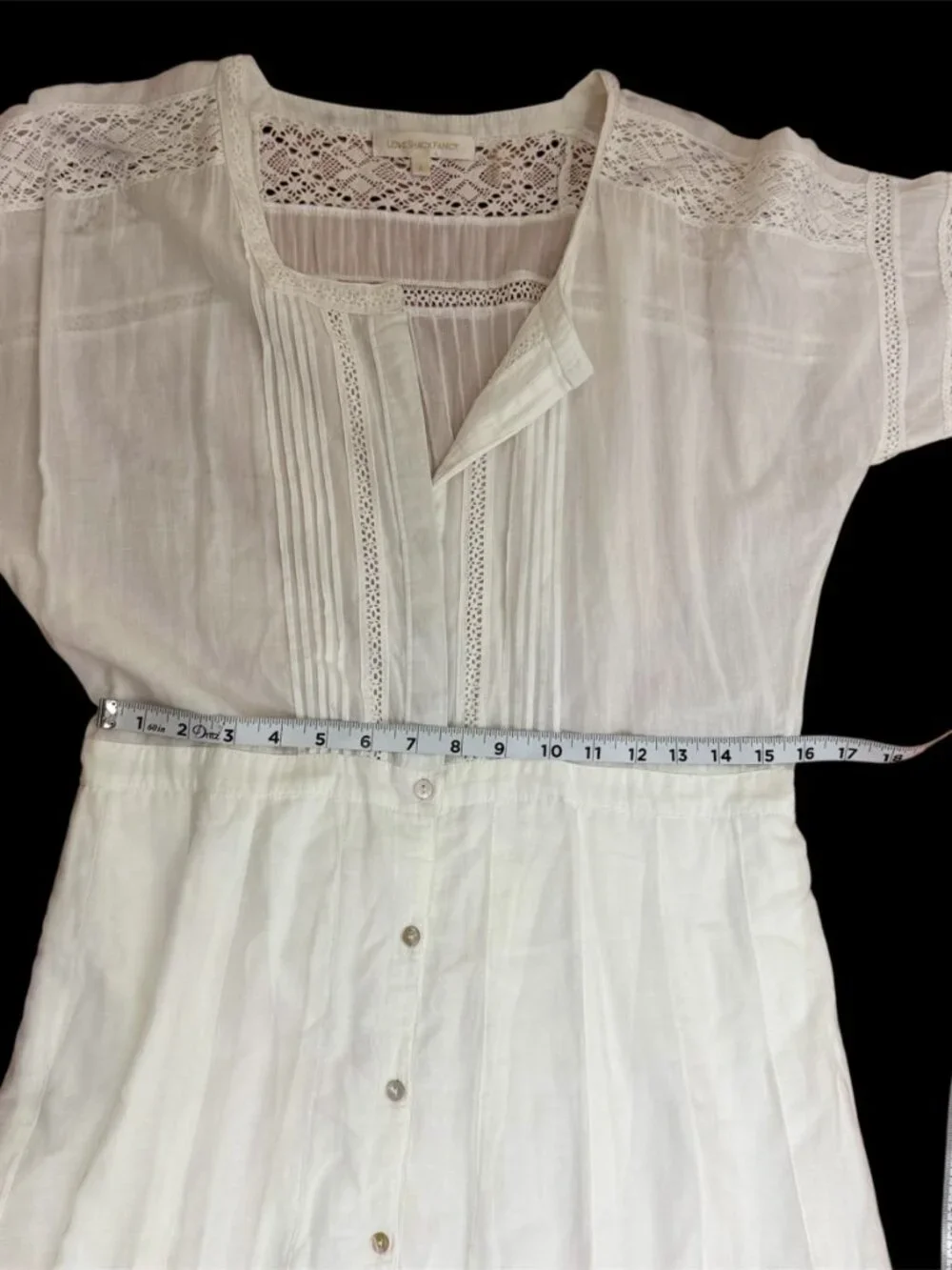 LoveShackFancy Edie voile lace trim white large cotton cottagecore midi dress - Picture 7 of 10